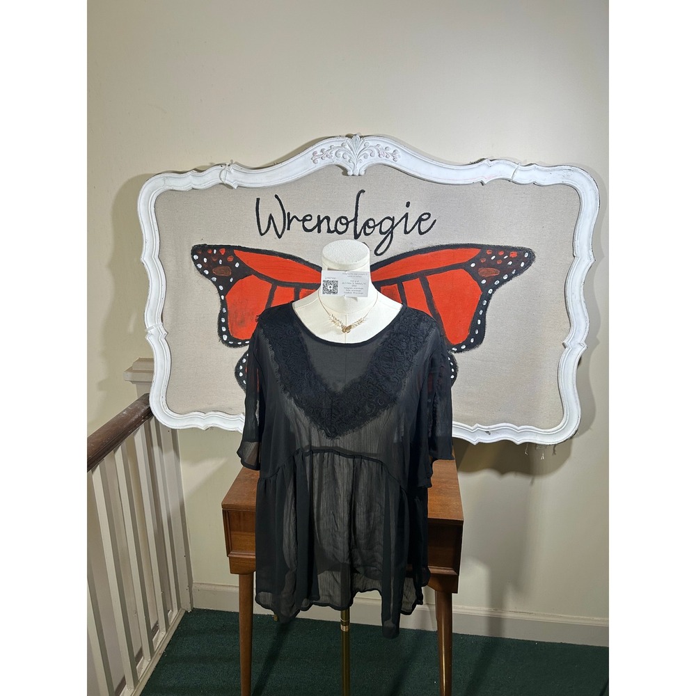 Torrid Black Lace Cold Shoulder Blouse | Romantic Sheer Top | Size 1